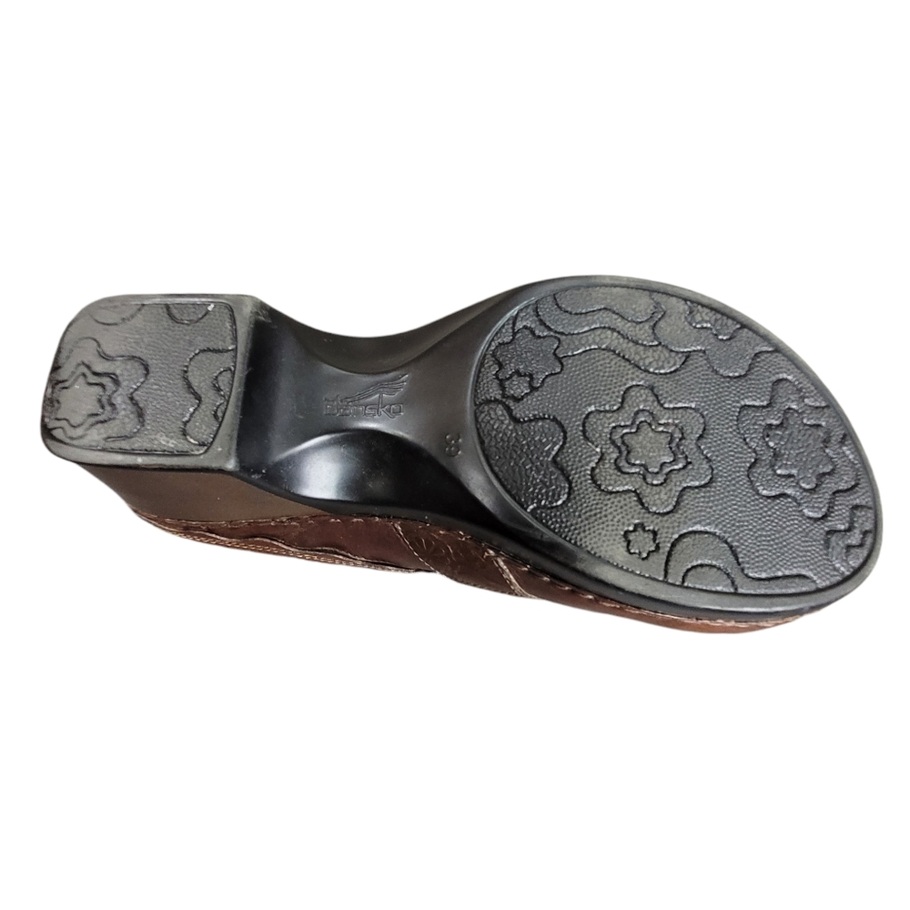 Dansko Ingrid Mule Clog Shoes Womens 39 EU 8.5 Brown Leather Embossed Never Worn - Picture 13 of 15